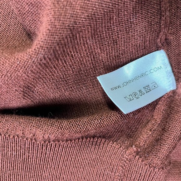 John Henric Sweden Men's XXL Brown Merino Wool Sweater Crewneck - Picture 8 of 9
